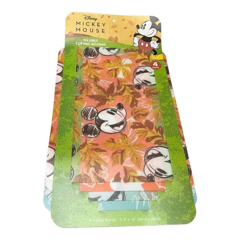 Disney Cutting Boards Mickey Mouse 4 Pack Fall Theme Flexible‎ NEW 11.5
